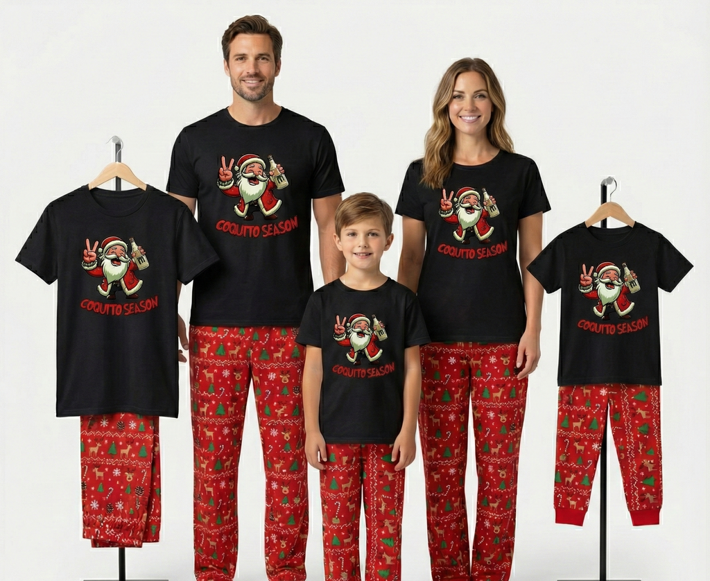 Camiseta Navidad Boricua Coquito Season | Perfecta para Matching Pijamas Familiares (Descuento especial) en Nochebuena