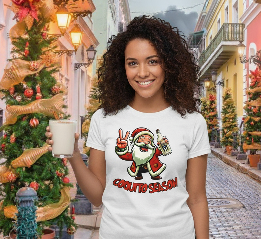 Camiseta Navidad Boricua Coquito Season | Perfecta para Matching Pijamas Familiares (Descuento especial) en Nochebuena