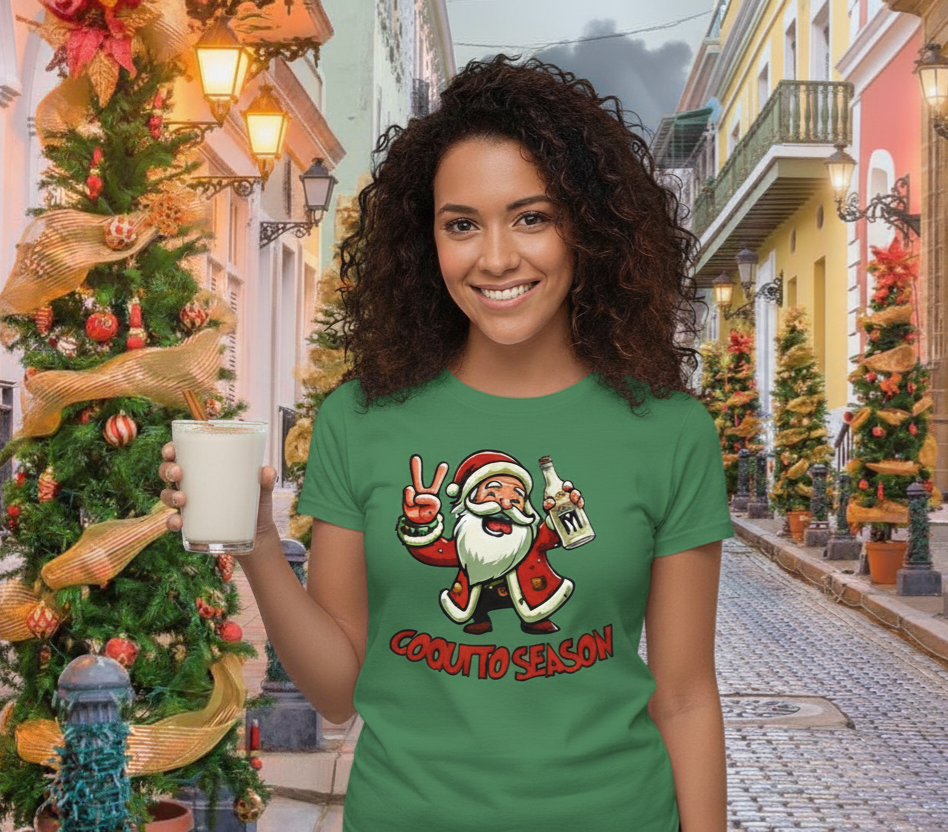 Camiseta Navidad Boricua Coquito Season | Perfecta para Matching Pijamas Familiares (Descuento especial) en Nochebuena