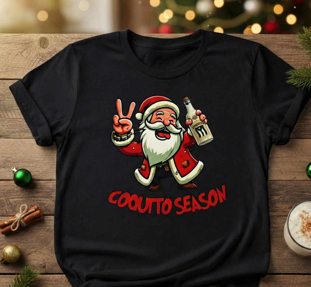 Camiseta Navidad Boricua Coquito Season | Perfecta para Matching Pijamas Familiares (Descuento especial) en Nochebuena