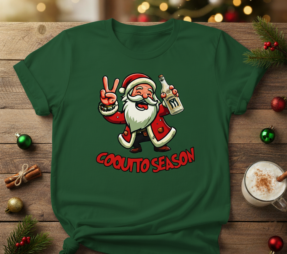 Camiseta Navidad Boricua Coquito Season | Perfecta para Matching Pijamas Familiares (Descuento especial) en Nochebuena