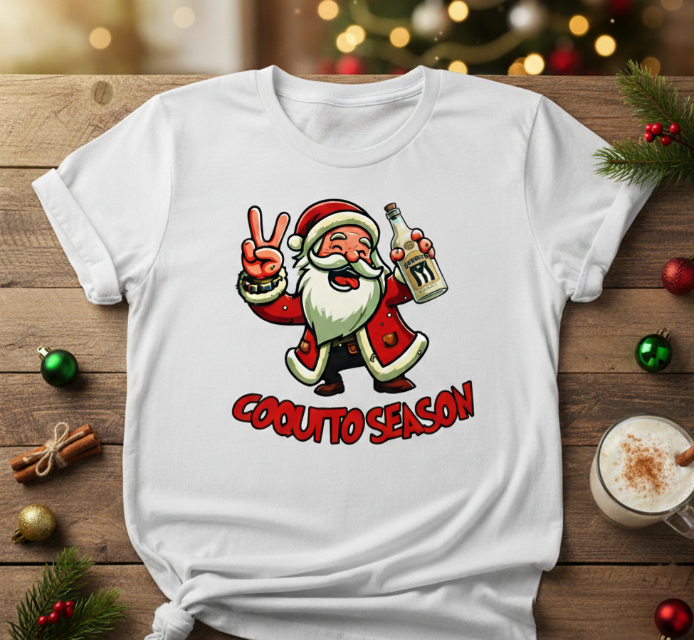 Camiseta Navidad Boricua Coquito Season | Perfecta para Matching Pijamas Familiares (Descuento especial) en Nochebuena